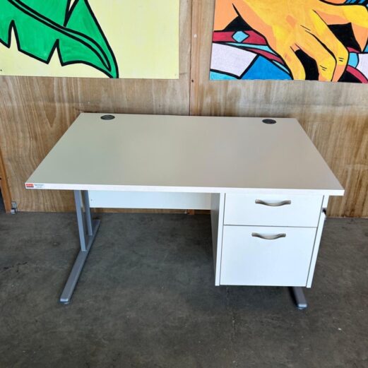 Fixed Pedestal Desk - White 120cm 11373